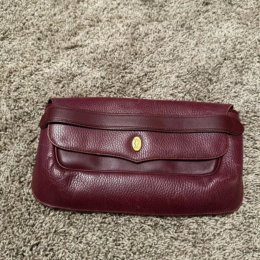 Cartier Vintage Burgundy Leather Clutch
